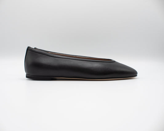 Dafne Leather Flats - Black